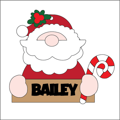 NO463 - MDF 2 Sizes Personalised Christmas Santa Sign Hanging Bauble style 2 - Olifantjie - Wooden - MDF - Lasercut - Blank - Craft - Kit - Mixed Media - UK