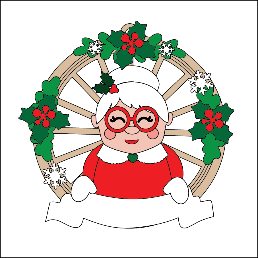 OL5442 - MDF Christmas Themed Cartwheel Hanging Bauble - Mrs Claus - Olifantjie - Wooden - MDF - Lasercut - Blank - Craft - Kit - Mixed Media - UK