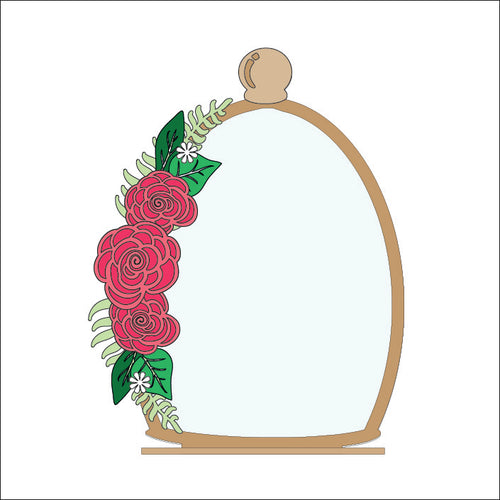 OL4746 - MDF Cloche - Freestanding or Hanging/no holes - Acrylic white, or clear or MDF Cloche - Rose - Olifantjie - Wooden - MDF - Lasercut - Blank - Craft - Kit - Mixed Media - UK