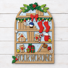 OL6156 - MDF Large Arched Christmas Themed Personalised Book Case Plaque with optional stand