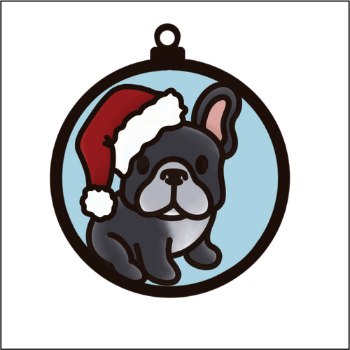 OL5493 - MDF Round Hanging - Doodle Christmas Bauble - Dog 7 - Olifantjie - Wooden - MDF - Lasercut - Blank - Craft - Kit - Mixed Media - UK