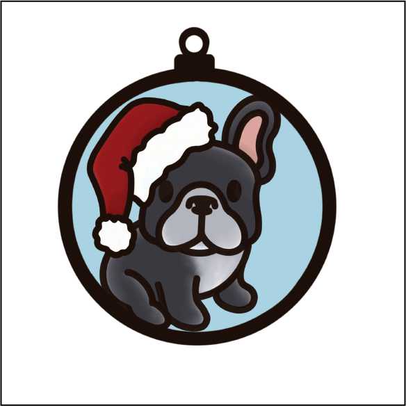 OL5493 - MDF Round Hanging - Doodle Christmas Bauble - Dog 7 - Olifantjie - Wooden - MDF - Lasercut - Blank - Craft - Kit - Mixed Media - UK