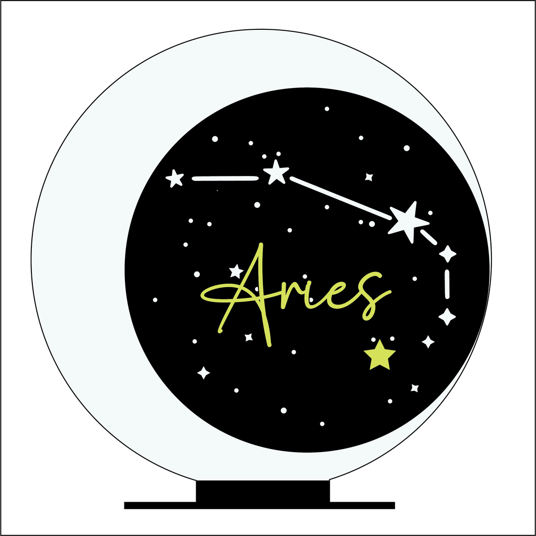 OL4890 - MDF Zodiac Themed Circle - Freestanding  - Acrylic white, or clear or MDF Circle and name glitter acrylic star - Olifantjie - Wooden - MDF - Lasercut - Blank - Craft - Kit - Mixed Media - UK