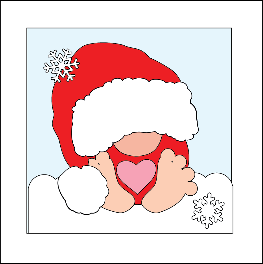 OL5283 - MDF Ladder Insert Tile - Baby Santa Gnome - Olifantjie - Wooden - MDF - Lasercut - Blank - Craft - Kit - Mixed Media - UK