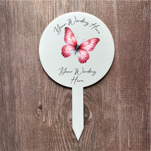 UV813 - Acrylic and UVDTF Personalised Grave /  Garden Marker - Butterfly 6 - Olifantjie - Wooden - MDF - Lasercut - Blank - Craft - Kit - Mixed Media - UK