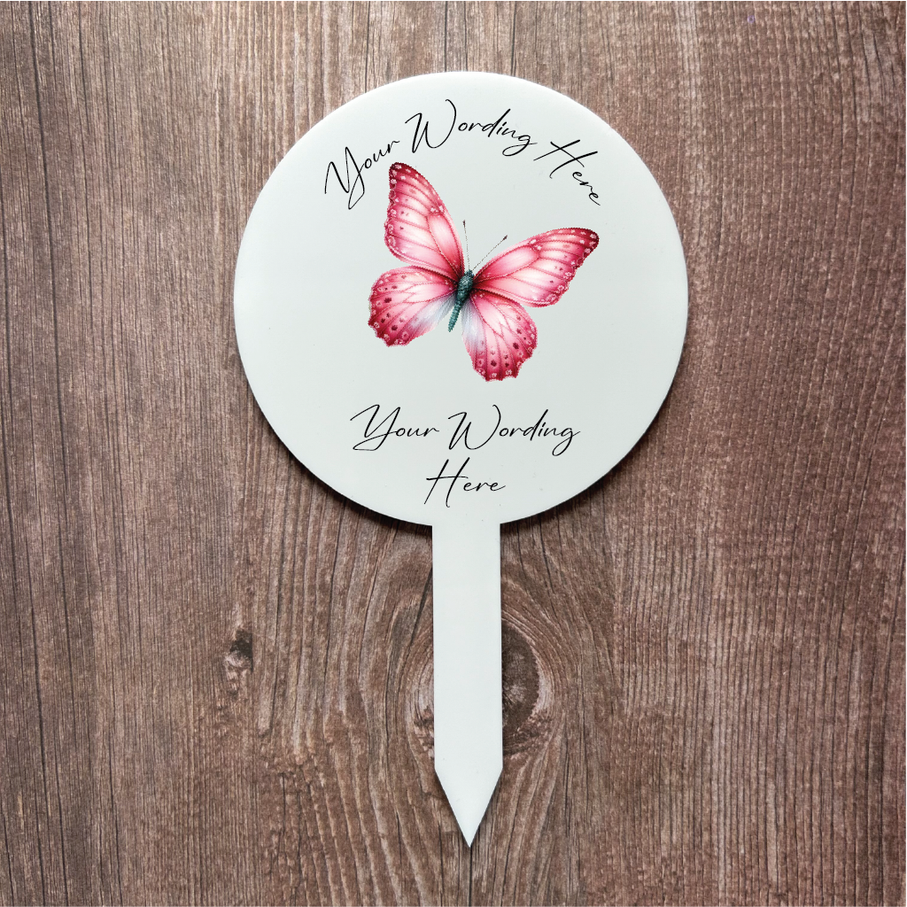 UV813 - Acrylic and UVDTF Personalised Grave /  Garden Marker - Butterfly 6 - Olifantjie - Wooden - MDF - Lasercut - Blank - Craft - Kit - Mixed Media - UK