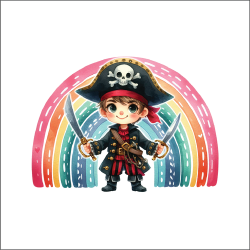 UV069 - UVDTF - Decal only Dress up child pirate rainbow - Olifantjie - Wooden - MDF - Lasercut - Blank - Craft - Kit - Mixed Media - UK