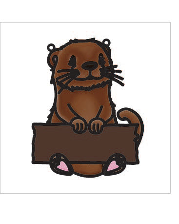 OL3713 - MDF 20cm Doodle Hanging  - Otter Sign - Olifantjie - Wooden - MDF - Lasercut - Blank - Craft - Kit - Mixed Media - UK