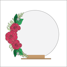 OL4334 - MDF Floral Circle - Freestanding or Hanging/no holes - Acrylic white, or clear or MDF Circle - Rose - Olifantjie - Wooden - MDF - Lasercut - Blank - Craft - Kit - Mixed Media - UK