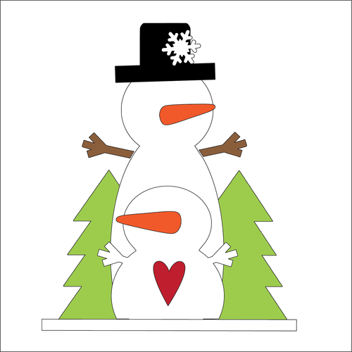 NO260 - MDF 2 Sizes Large Freestanding Snowman Pair Scene - Olifantjie - Wooden - MDF - Lasercut - Blank - Craft - Kit - Mixed Media - UK