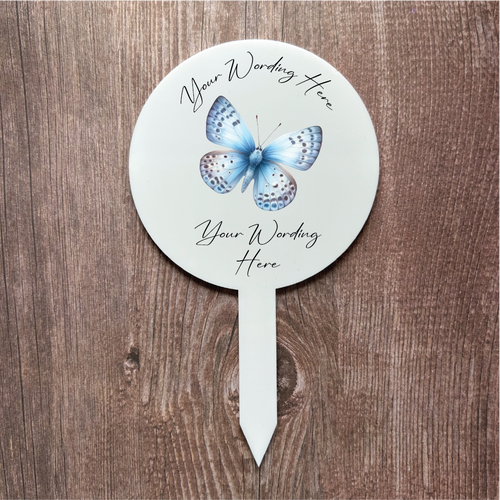 UV814 - Acrylic and UVDTF Personalised Grave /  Garden Marker - Butterfly 7 - Olifantjie - Wooden - MDF - Lasercut - Blank - Craft - Kit - Mixed Media - UK