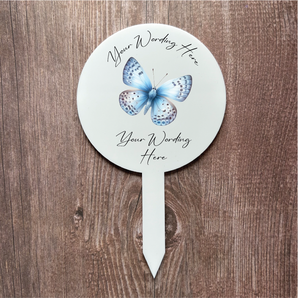 UV814 - Acrylic and UVDTF Personalised Grave /  Garden Marker - Butterfly 7 - Olifantjie - Wooden - MDF - Lasercut - Blank - Craft - Kit - Mixed Media - UK