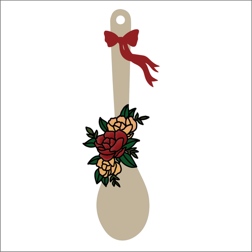 OL5572 - MDF Floral Wooden Spoon Hanging - Style 1 - Olifantjie - Wooden - MDF - Lasercut - Blank - Craft - Kit - Mixed Media - UK