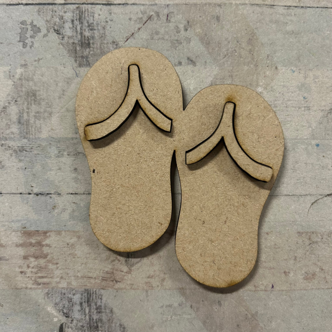 OL5217 - MDF Layered Magnet 8cm size flip flops - Olifantjie - Wooden - MDF - Lasercut - Blank - Craft - Kit - Mixed Media - UK