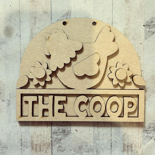 NO030 - MDF 2 Sizes ‘The Coop’ Chicken Hanging Bauble - Olifantjie - Wooden - MDF - Lasercut - Blank - Craft - Kit - Mixed Media - UK