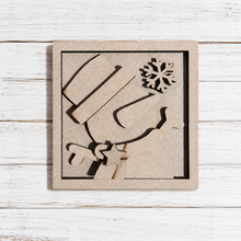 NO865 - MDF Snowman 2 square plaque - Olifantjie - Wooden - MDF - Lasercut - Blank - Craft - Kit - Mixed Media - UK