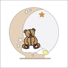 OL4356 - MDF Moon Circle - Freestanding or Hanging/no holes - Acrylic white, or clear or MDF Circle - Doodle Teddy - Olifantjie - Wooden - MDF - Lasercut - Blank - Craft - Kit - Mixed Media - UK