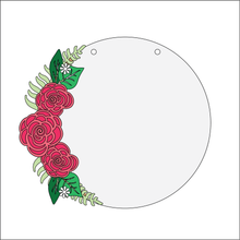 OL4334 - MDF Floral Circle - Freestanding or Hanging/no holes - Acrylic white, or clear or MDF Circle - Rose - Olifantjie - Wooden - MDF - Lasercut - Blank - Craft - Kit - Mixed Media - UK