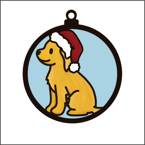 OL5494 - MDF Round Hanging - Doodle Christmas Bauble - Dog 8 - Olifantjie - Wooden - MDF - Lasercut - Blank - Craft - Kit - Mixed Media - UK