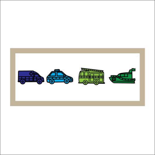 OL5201 - MDF Layered Framed Doodle Transport Emergency Vehicles Frame large - Olifantjie - Wooden - MDF - Lasercut - Blank - Craft - Kit - Mixed Media - UK