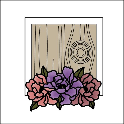 OL5575 - MDF Square Wreath with Backing - Floral style 2 - Olifantjie - Wooden - MDF - Lasercut - Blank - Craft - Kit - Mixed Media - UK