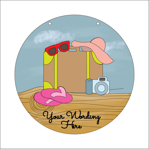 OL5176 - MDF Personalised Seaside Beach Suitcase Scene - Layered Version - Olifantjie - Wooden - MDF - Lasercut - Blank - Craft - Kit - Mixed Media - UK