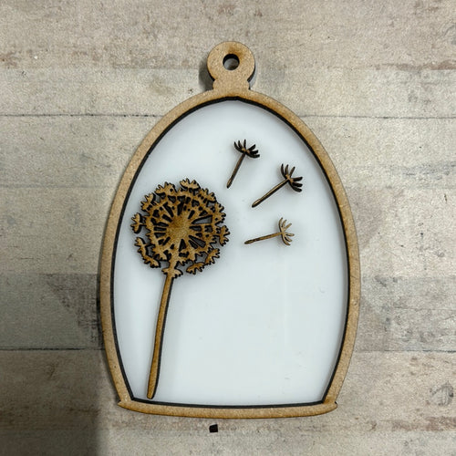 OL4769 - MDF and Acrylic Mini 10cm cloche - Clear or White backing - dandelion wish - Olifantjie - Wooden - MDF - Lasercut - Blank - Craft - Kit - Mixed Media - UK