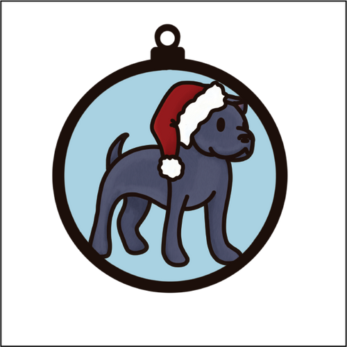 OL5495 - MDF Round Hanging - Doodle Christmas Bauble - Dog 9 - Olifantjie - Wooden - MDF - Lasercut - Blank - Craft - Kit - Mixed Media - UK