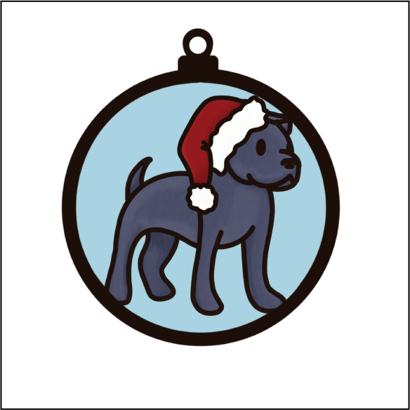 OL5495 - MDF Round Hanging - Doodle Christmas Bauble - Dog 9 - Olifantjie - Wooden - MDF - Lasercut - Blank - Craft - Kit - Mixed Media - UK