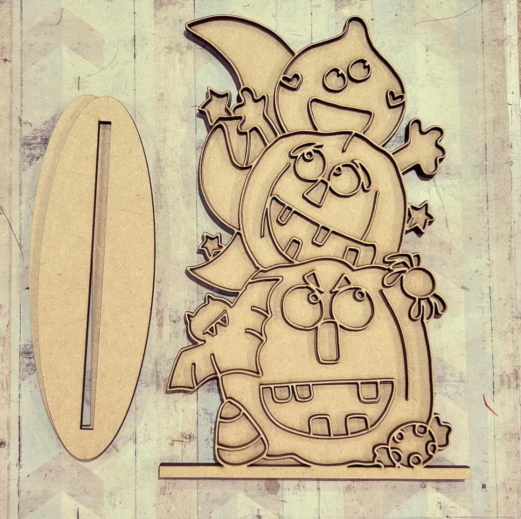 NO414 - MDF Large Freestanding Pumpkin Halloween Doodle - Olifantjie - Wooden - MDF - Lasercut - Blank - Craft - Kit - Mixed Media - UK