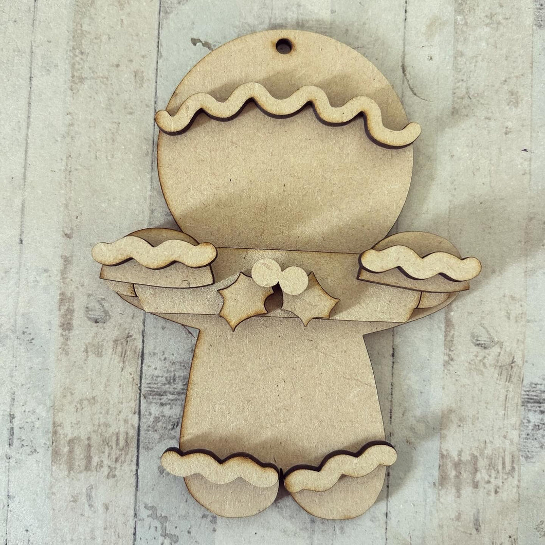 NO049 - MDF 2 Sizes Gingerbread Rolling Pin  Christmas Hanging Bauble Style 1 - Olifantjie - Wooden - MDF - Lasercut - Blank - Craft - Kit - Mixed Media - UK