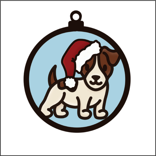 OL5496 - MDF Round Hanging - Doodle Christmas Bauble - Dog 10 - Olifantjie - Wooden - MDF - Lasercut - Blank - Craft - Kit - Mixed Media - UK