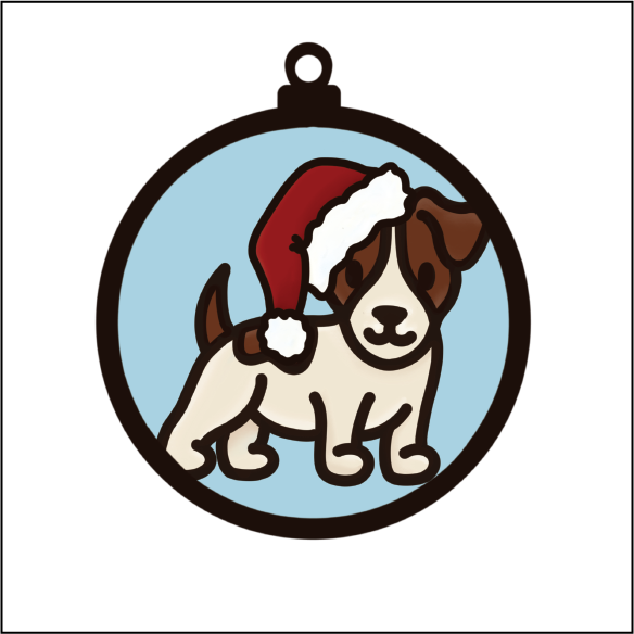 OL5496 - MDF Round Hanging - Doodle Christmas Bauble - Dog 10 - Olifantjie - Wooden - MDF - Lasercut - Blank - Craft - Kit - Mixed Media - UK