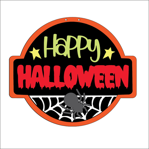 NO208 - MDF Autumn Halloween Happy Halloween Hanging Sign Large - Olifantjie - Wooden - MDF - Lasercut - Blank - Craft - Kit - Mixed Media - UK