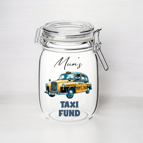 UV243 - Personalised Fund Jar UVDTF Decal - Taxi Fund - Olifantjie - Wooden - MDF - Lasercut - Blank - Craft - Kit - Mixed Media - UK