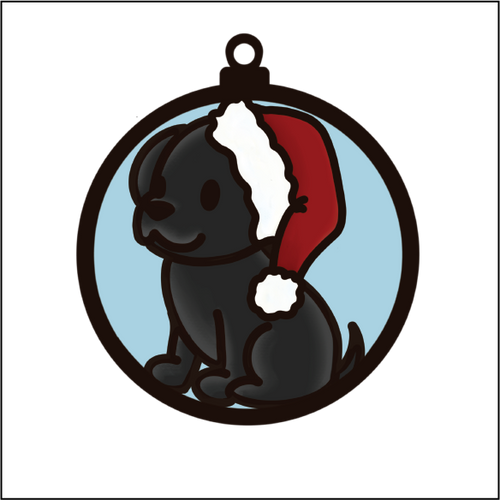 OL5497 - MDF Round Hanging - Doodle Christmas Bauble - Dog 11 - Olifantjie - Wooden - MDF - Lasercut - Blank - Craft - Kit - Mixed Media - UK