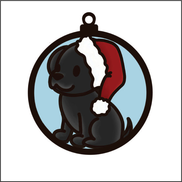 OL5497 - MDF Round Hanging - Doodle Christmas Bauble - Dog 11 - Olifantjie - Wooden - MDF - Lasercut - Blank - Craft - Kit - Mixed Media - UK