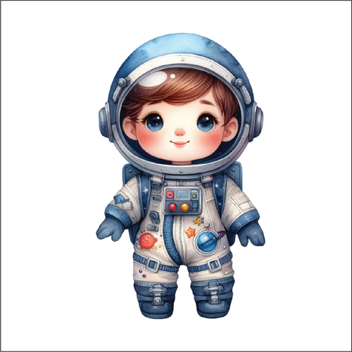 UV076 - UVDTF - Decal only Dress up child space astronaut - Olifantjie - Wooden - MDF - Lasercut - Blank - Craft - Kit - Mixed Media - UK