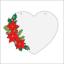 OL4331 - MDF Floral Heart - Freestanding or Hanging/no holes - Acrylic white, or clear or MDF Heart - Poinsettia - Olifantjie - Wooden - MDF - Lasercut - Blank - Craft - Kit - Mixed Media - UK