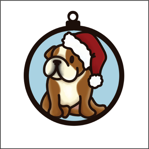 OL5498 - MDF Round Hanging - Doodle Christmas Bauble - Dog 12 - Olifantjie - Wooden - MDF - Lasercut - Blank - Craft - Kit - Mixed Media - UK