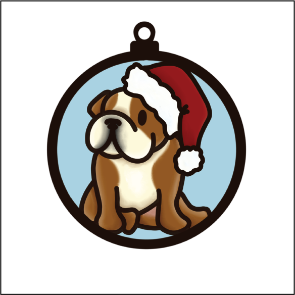 OL5498 - MDF Round Hanging - Doodle Christmas Bauble - Dog 12 - Olifantjie - Wooden - MDF - Lasercut - Blank - Craft - Kit - Mixed Media - UK