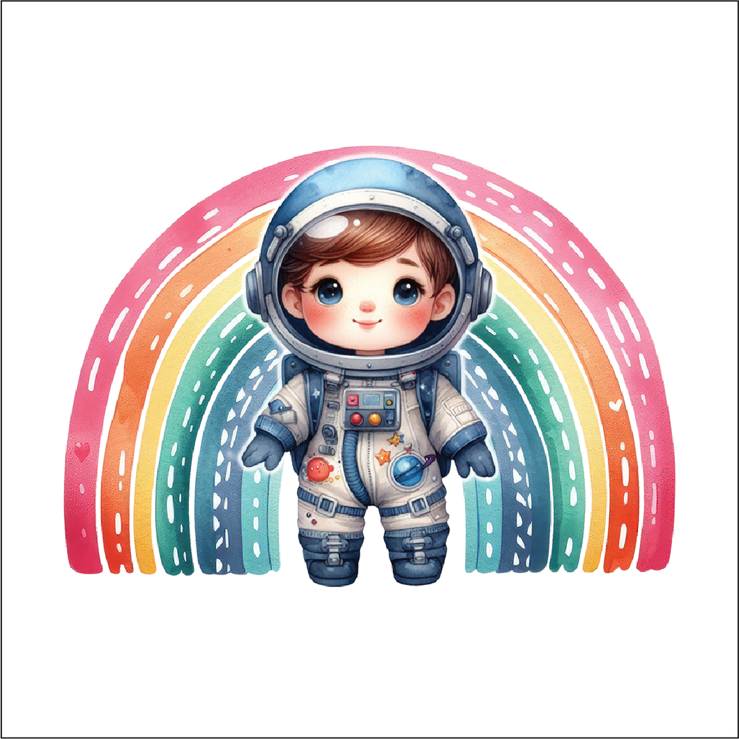 UV076 - UVDTF - Decal only Dress up child space astronaut rainbow - Olifantjie - Wooden - MDF - Lasercut - Blank - Craft - Kit - Mixed Media - UK