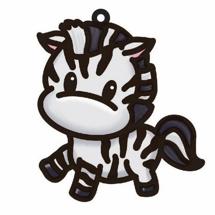 OL4510 - MDF Doodle Cute Animal Hanging - Zebra - Olifantjie - Wooden - MDF - Lasercut - Blank - Craft - Kit - Mixed Media - UK