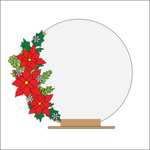 OL4332 - MDF Floral Circle - Freestanding or Hanging/no holes - Acrylic white, or clear or MDF Circle - Poinsettia - Olifantjie - Wooden - MDF - Lasercut - Blank - Craft - Kit - Mixed Media - UK
