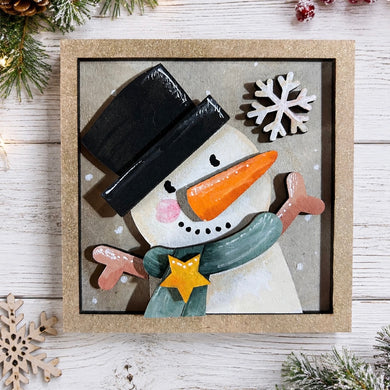 NO865 - MDF Snowman 2 square plaque