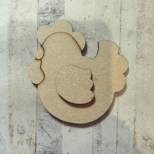 NO006 - MDF Magnet Size Simple Chicken - Olifantjie - Wooden - MDF - Lasercut - Blank - Craft - Kit - Mixed Media - UK