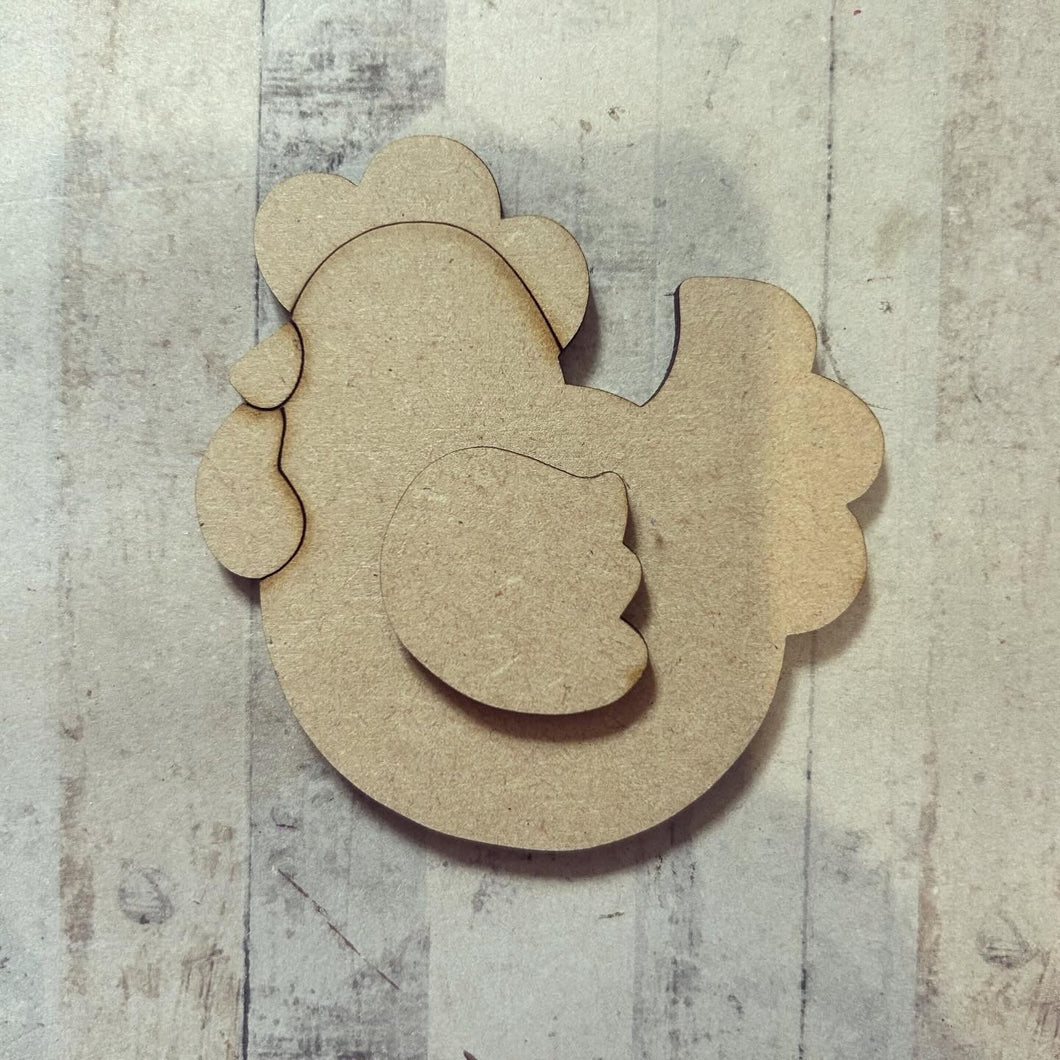 NO006 - MDF Magnet Size Simple Chicken - Olifantjie - Wooden - MDF - Lasercut - Blank - Craft - Kit - Mixed Media - UK