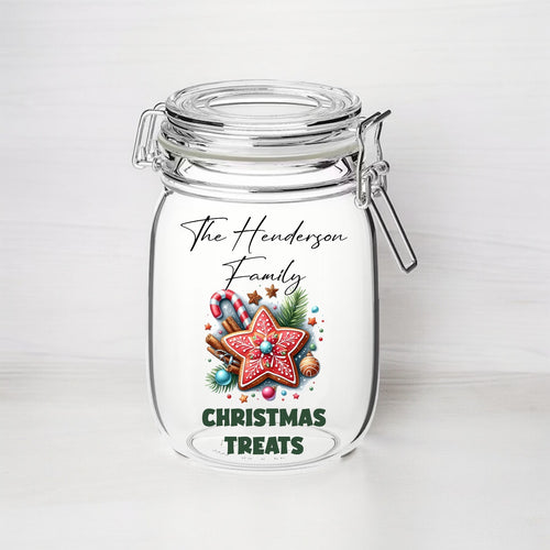 UV263 - Personalised Jar UVDTF Decal - Christmas Treats style 1 - Olifantjie - Wooden - MDF - Lasercut - Blank - Craft - Kit - Mixed Media - UK