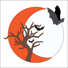 OL4362 - MDF Moon Circle - Freestanding or Hanging/no holes - Acrylic white, or clear or MDF Circle - bat tree - Olifantjie - Wooden - MDF - Lasercut - Blank - Craft - Kit - Mixed Media - UK