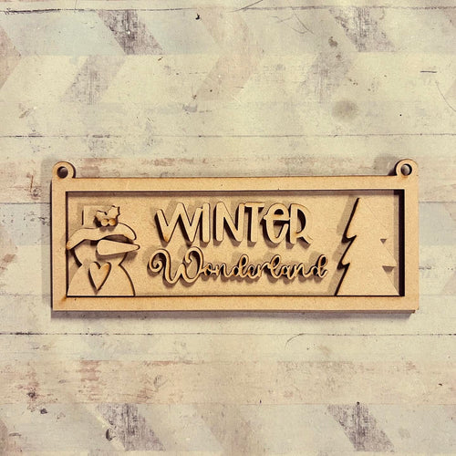 NO150 - MDF 2 Sizes Christmas Winter Wonderland street sign Hanging Bauble - Olifantjie - Wooden - MDF - Lasercut - Blank - Craft - Kit - Mixed Media - UK